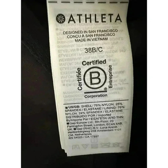 NWT Athleta Black Hampton Bra Cup Tankini Top Sz. 38 B/C Swim Beach Classic $89 - Picture 9 of 11